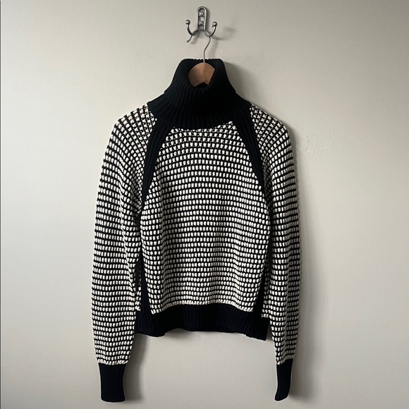 Cleobella Madison Turtleneck Sweater Black Ivory Chunky Knit Small Reg. $250 - Picture 2 of 12